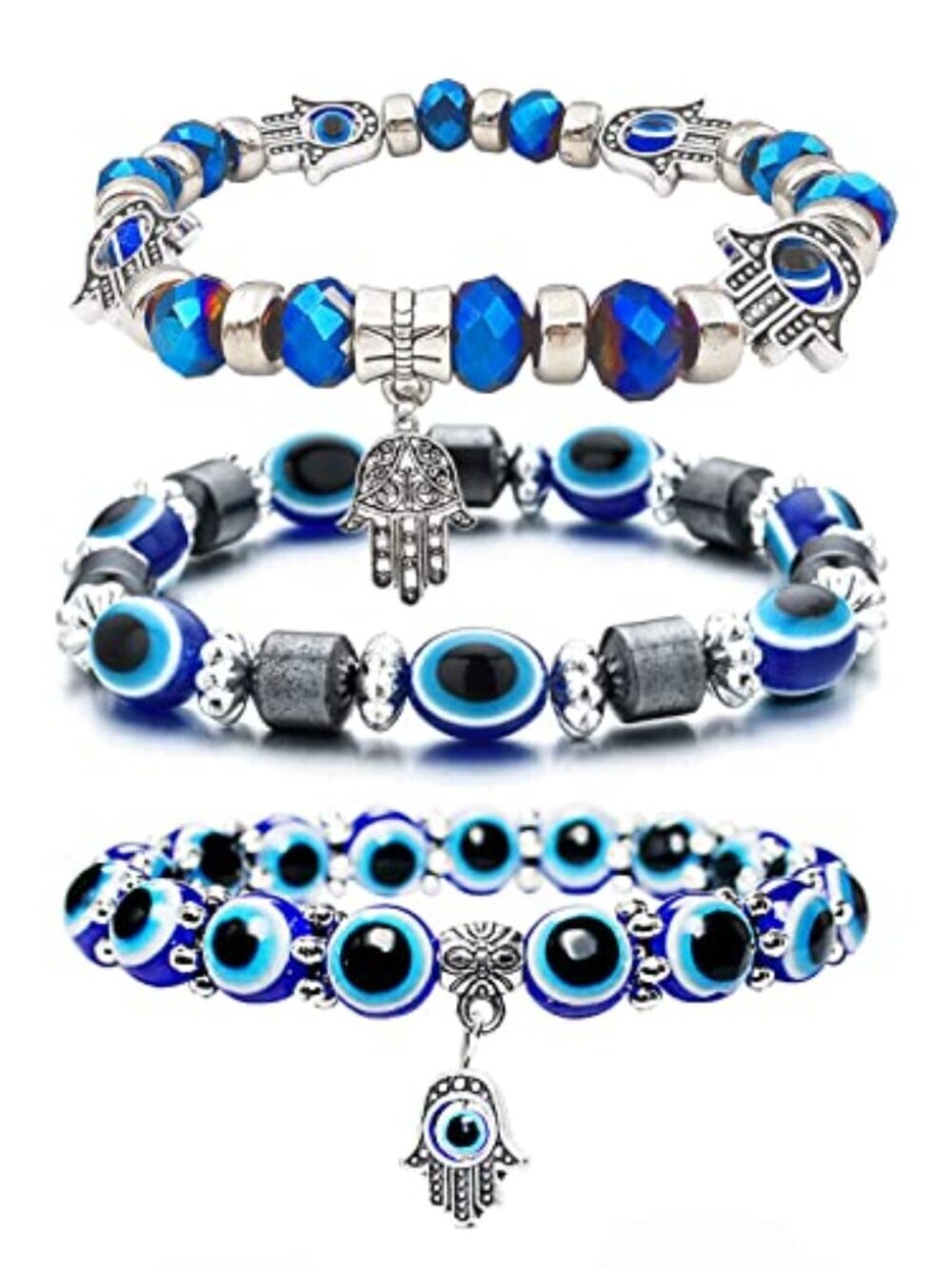 BRAND NEW 3pcs Evil Eye Bracelet Chakra Crystal Bracelets Set